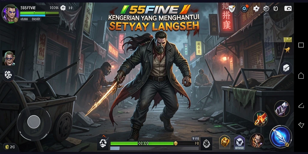 Tampilan gameplay mendebarkan dari 55FIVE di dunia kegelapan.