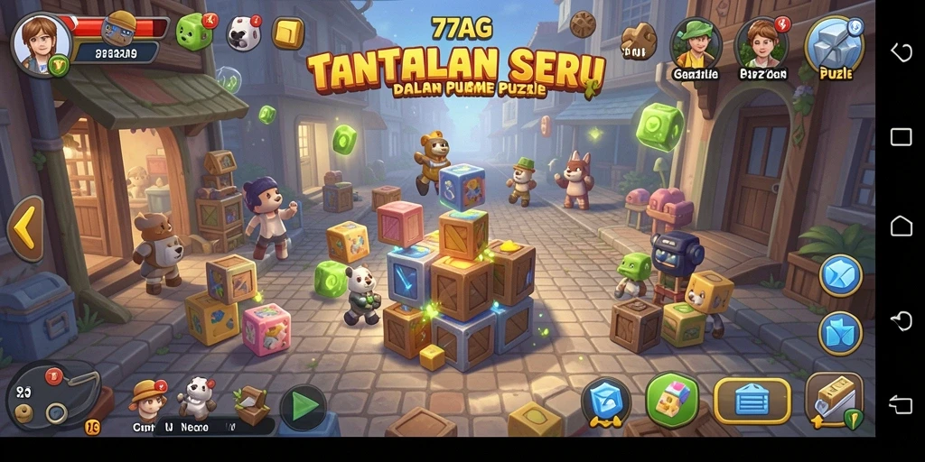 Tampilan permainan Puzzle yang menarik dan penuh warna dalam 77AG.