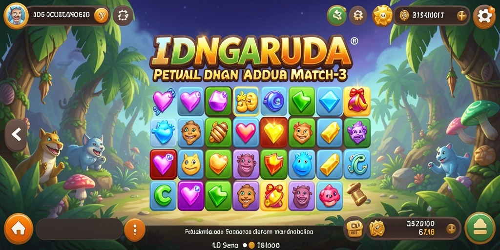 Tampilan gameplay seru IDNGARUDA dalam pertandingan Match-3.