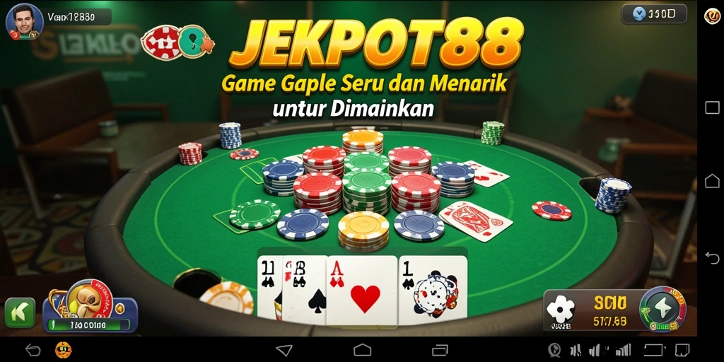 Tampilan gameplay Gaple yang menarik dan interaktif di JEKPOT88.