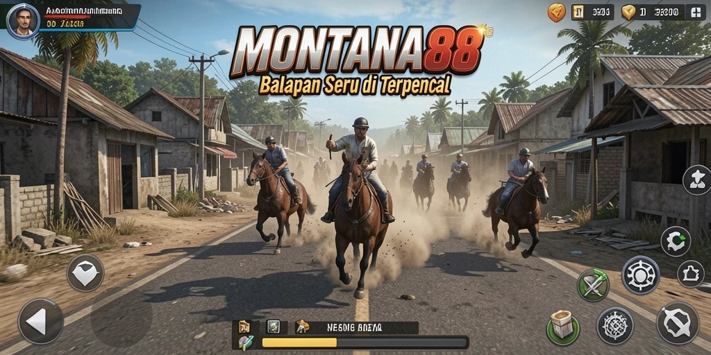 Screenshot gameplay MONTANA88 menampilkan aksi balap yang seru.