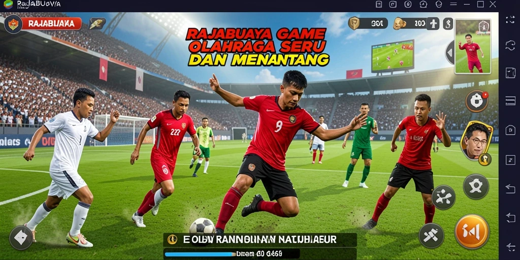 Screenshot utama RAJABUAYA menampilkan momen seru dalam permainan olahraga.