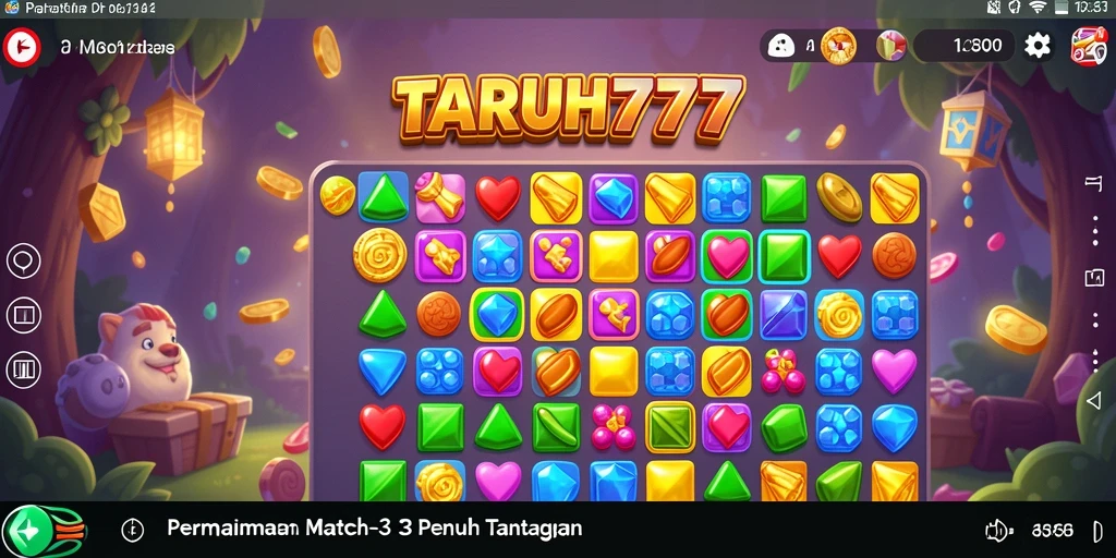 Screenshot TARUH777 menampilkan gameplay seru Match-3.