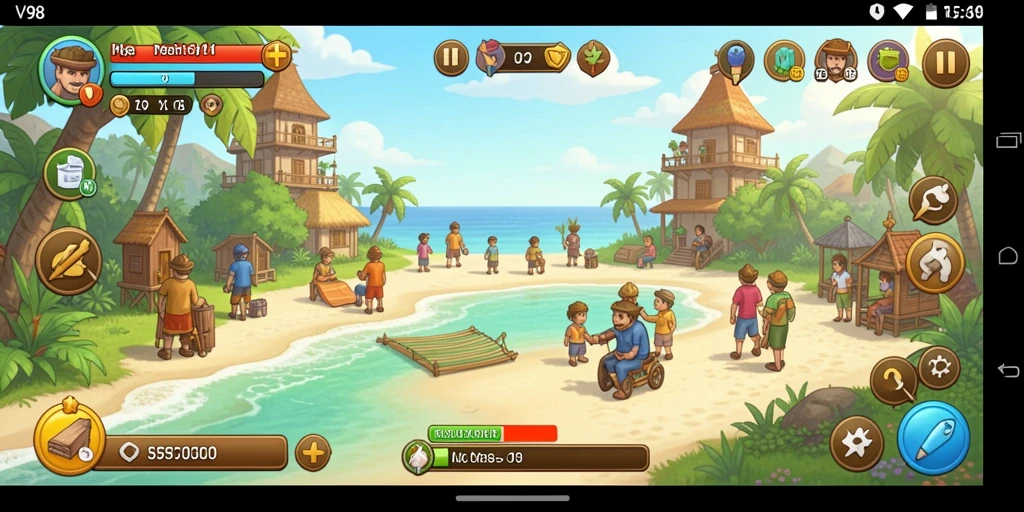 Screenshot utama V98 menampilkan gameplay seru dan menyenangkan.