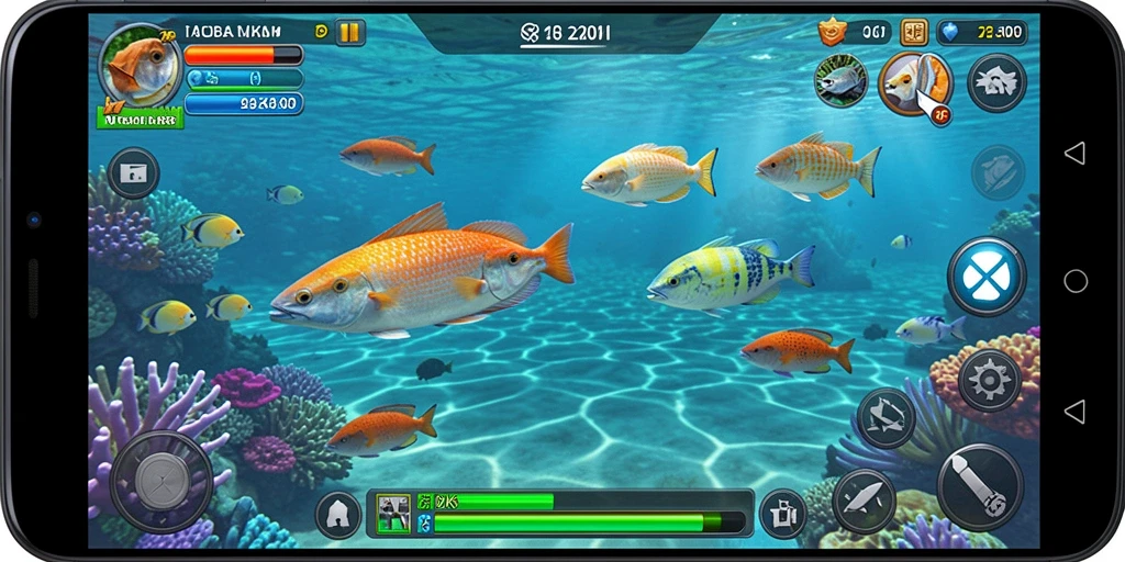 Tampilan gameplay ZK7 yang menampilkan aksi menembak ikan.